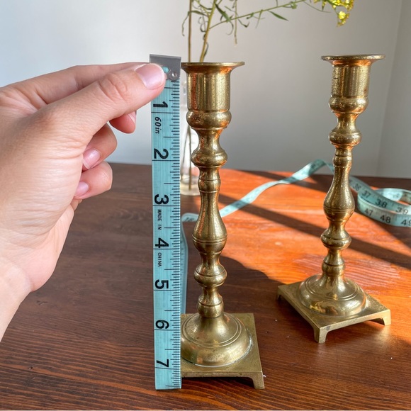 Pair of Matching Brass Candlestick Holders - Picture 8 of 10